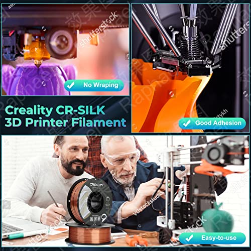 Image of Creality Silk PLA 3D Printer Filament, Silk Shiny Metallic PLA Filament 1.75mm, Clog-Free Metallic Texture, + /-0.02mm, 3D Printing Filament 1KG /2.2lb (Red Copper)