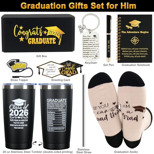 Graduation Gifts for Men Him 2026, College High School Graduation Gift Box for Class of 2026 Graduates Boys, Master Degree Phd Male Graduate Gifts Basket for Men Son, Doctorate Grad Gift Ideas