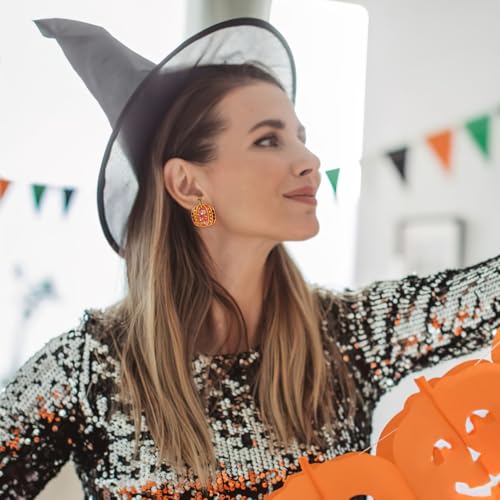 Halloween Earrings For Women Pumpkin Earrings Gold Skeleton Earrings Ghost Halloween Dangle Drop Earrings Bat Earrings Ghost Tassel Earrings Fashion Jewelry2