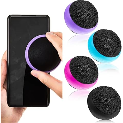 Suclain 4 Pack Touch Screen Cleaner Balls Phone Cleaning Ball Microfiber Touch Car Screen Glass Cleaner Cleaning Ball for Computer Laptop Cell Phone Monitor(Black, Blue, Rose Red, Purple) Cover