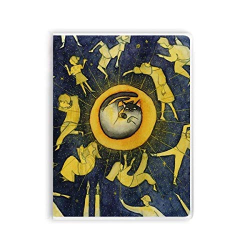Carnet Miaoji chat et lune a couverture souple pour journal intime et notes de bureau