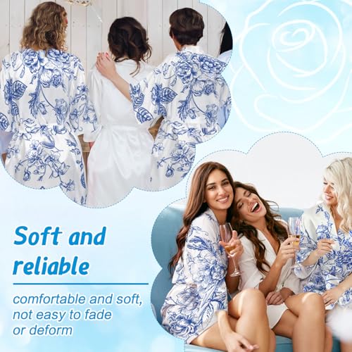 Berlune 6 Pcs Something Blue Before I Do Bride Bridesmaids Robe Set Wedding Getting Ready Blue Floral Bachelorette Party Robes Beach Pool Swimsuit4