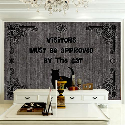 Fresque panoramique 3D chat pour masquer un grand mur blanc