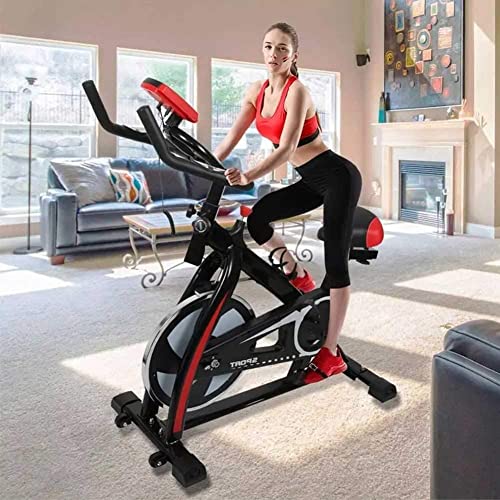 Image of Stationary Exercise Bike Indoor Cycling Bike for Cardio Workout with Comfortable Seat Cushion for Home Training Bike