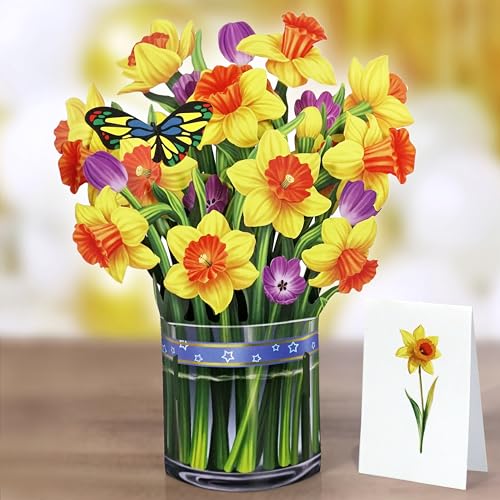 CUTPOPUP Daffodil Bouquet Birthday Cards for Women, 18x22.5cm Happy Mothers Day Card, 3D Flowers Pop Up Gifts for Wife, Her, Mum, Sister, Daughter, Grandma (Daffodil MD) US8-72.MDUK