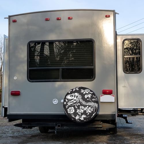 Image of Delerain Dinosaur Skeleton Spare Tire Cover Wheel Protectors Sun Protector Waterproof for Trailer RV SUV Truck and Many Vehicle(16 Inch for Diameter 29 inch-31 inch)
