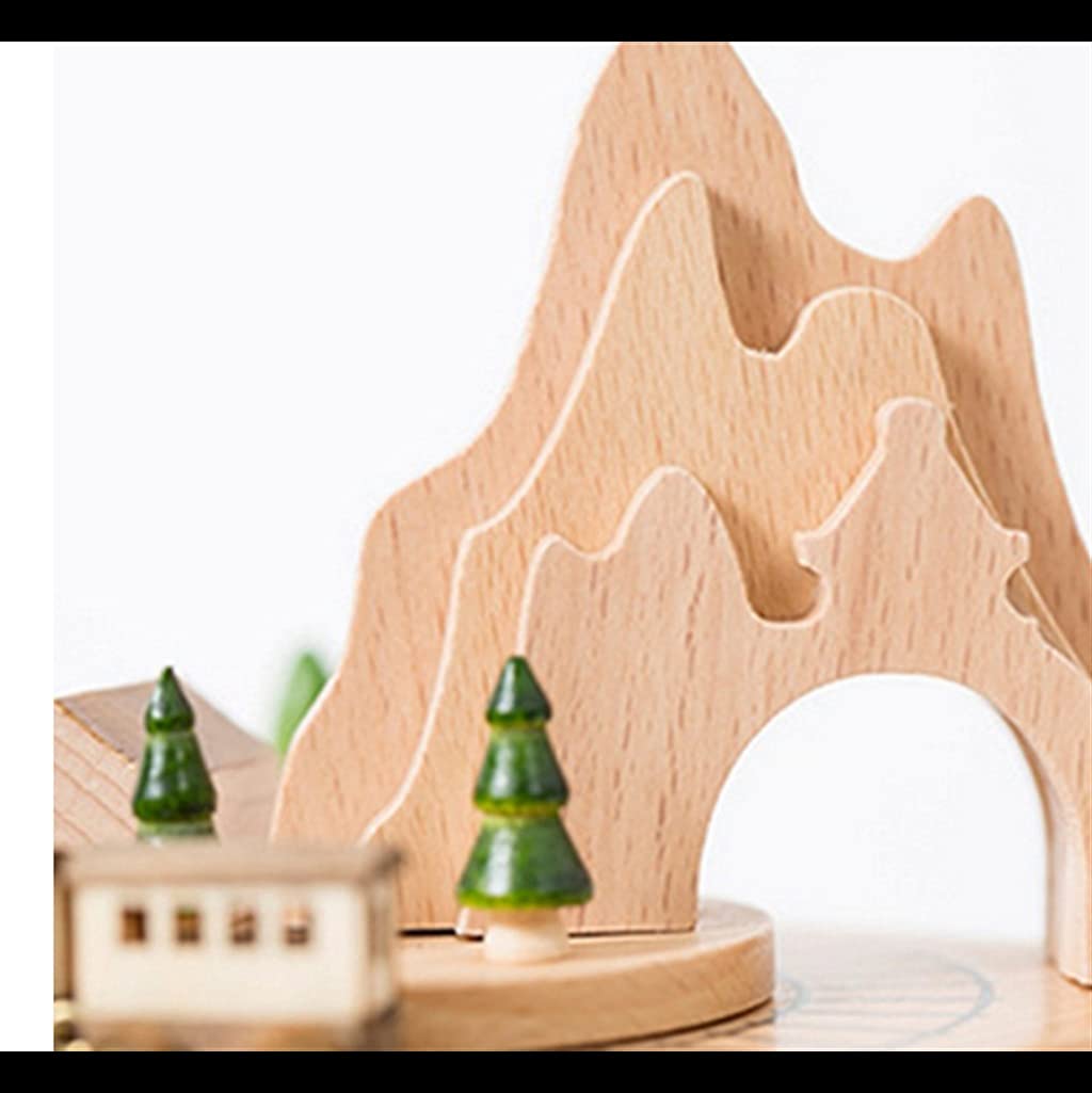 Caja Musical de Madera con túnel de montaña con Tren (D como Muestra la Imagen)