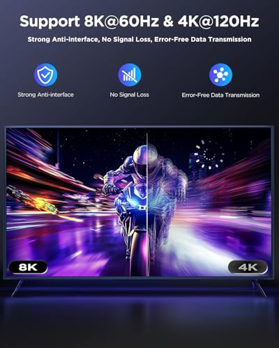 Image of PowerBear 8K HDMI 2.1 Cable 15ft 2pack | Braided Cord 144Hz 10K 8K@60Hz, eARC, Dynamic HDR 10,for Laptop, Monitor, PS4, PS5, Xbox One, Fire TV, Apple TV