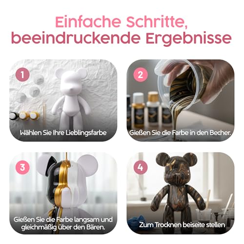 Worldwide DIY Bär zum Bemalen – Kreatives Mal-Set für Erwachsene & Kinder | Bärenfigur inkl. 3 Farben, Pinsel & Zubehör | Geschenk & Heimdeko (Himmlisches Blau)
