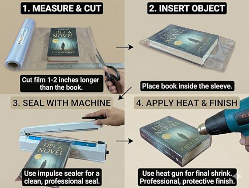 Image of ReachSimple PVC Heat Shrink Wrap Sleeve 12 Inch width x 10 Meters - [300mm width] 30 Microns thickness - Transparent Film for Packaging Medium Boxes (Requires Heat Gun)