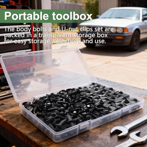 Image of 52Pcs Engine Under Cover Splash Shield Guard Body Bolts & Extruded U-Nut Clips Kit, Multipurpose Fender Bolts Fender Liner Clip Plastic Bumper Push Retainer Rivet Clips for Most Vehicles