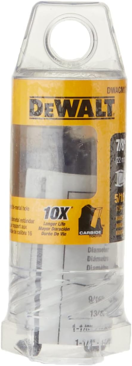 DEWALT DWACM1814 Metal Cutting Carbide Holesaw, 7/8"