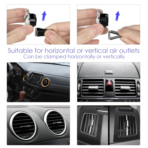 Image of Cute Elephant Car Vent Clip, Bling Rhinestone Interior Decor Accessories, Air Freshener Clips for Cars, Cute Animal Clips for Women Men (2Pcs, Blue + White)