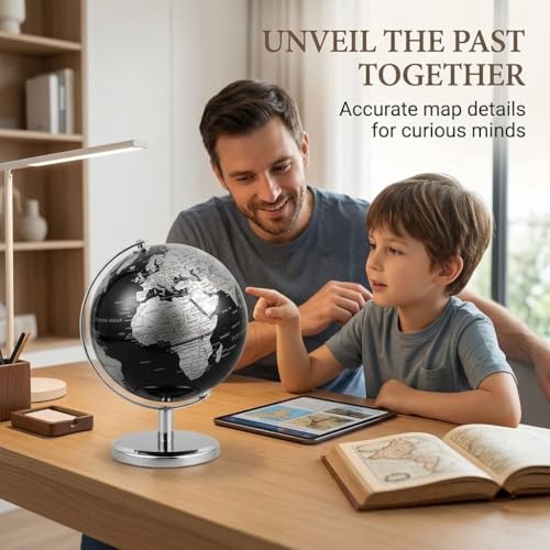Globe terrestre de 15 cm avec support en bronze pour bureau - 4