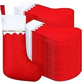 100 Pieces Red Felt Christmas Stockings 15 Inch Party Favors Stockings Xmas Decoration Stockings Rustic Christmas Santa Stockings for Christmas Holidays (Red with White Trim)