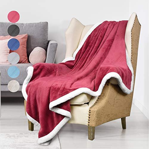 Mink Fleece Plush Throw Wine Blanket Size 50" X 60" Bedding Fleece Reversible Blanket For Bed And Couch, Super Soft Comfy Warm Fuzzy All Season Throw Blanket #TOP4