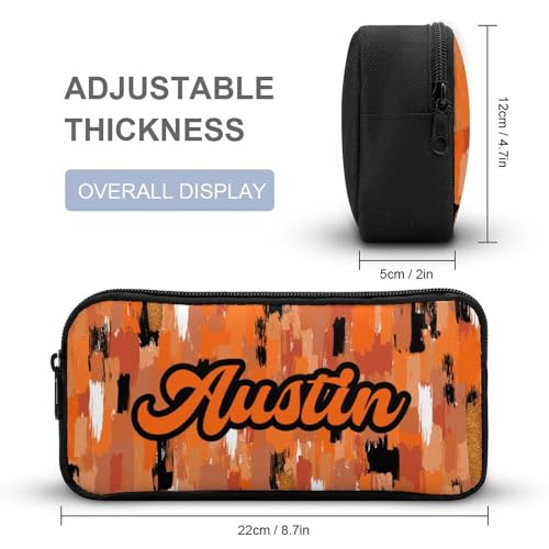 Colorful Orange Black School Bag Set Custom Name Backpack Lunch Box Pencil Case, Personalized Elementary Primary Kids Book Bag4