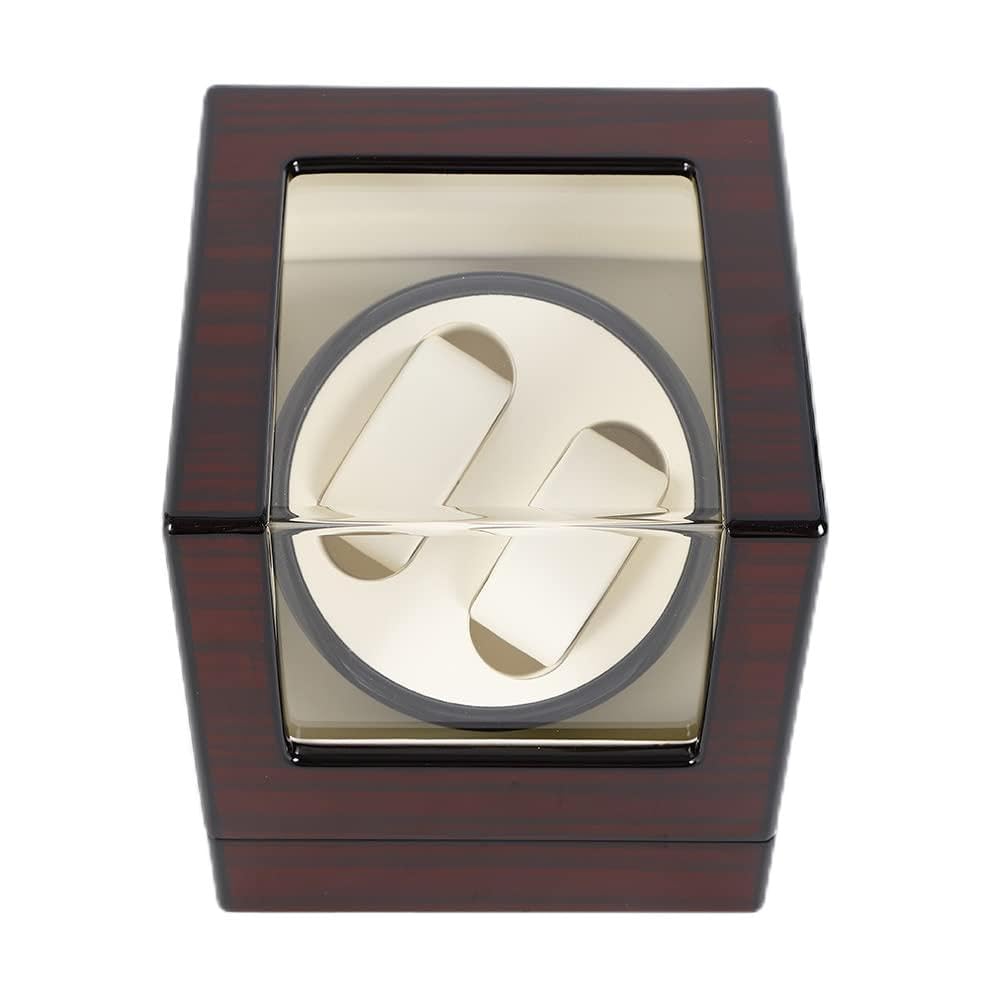 Uhrenbeweger-Vitrine, 2+0 Uhrenbox Automatisch Uhrenbeweger Rechteckig Uhren Watch Winder Uhrenbox, für 2 Uhren Automatisch Holz Luxuriöser Uhrengehäuse, 21 * 18.3 * 18cm, Braun