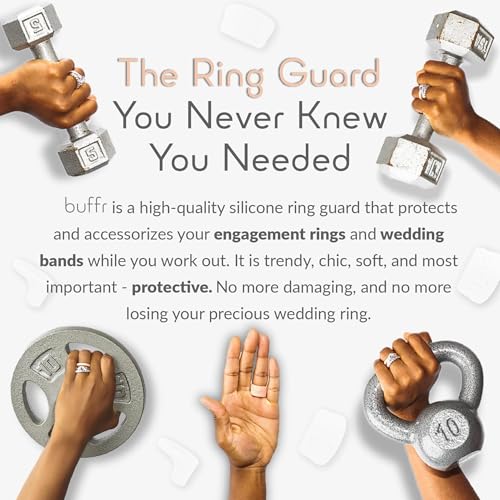 Image of BUFFR Silicone Ring Protector for Working Out - Wedding Band Guard for Gym & Fitness - Secure, Non-Slip Rubber Ring Cover for Women