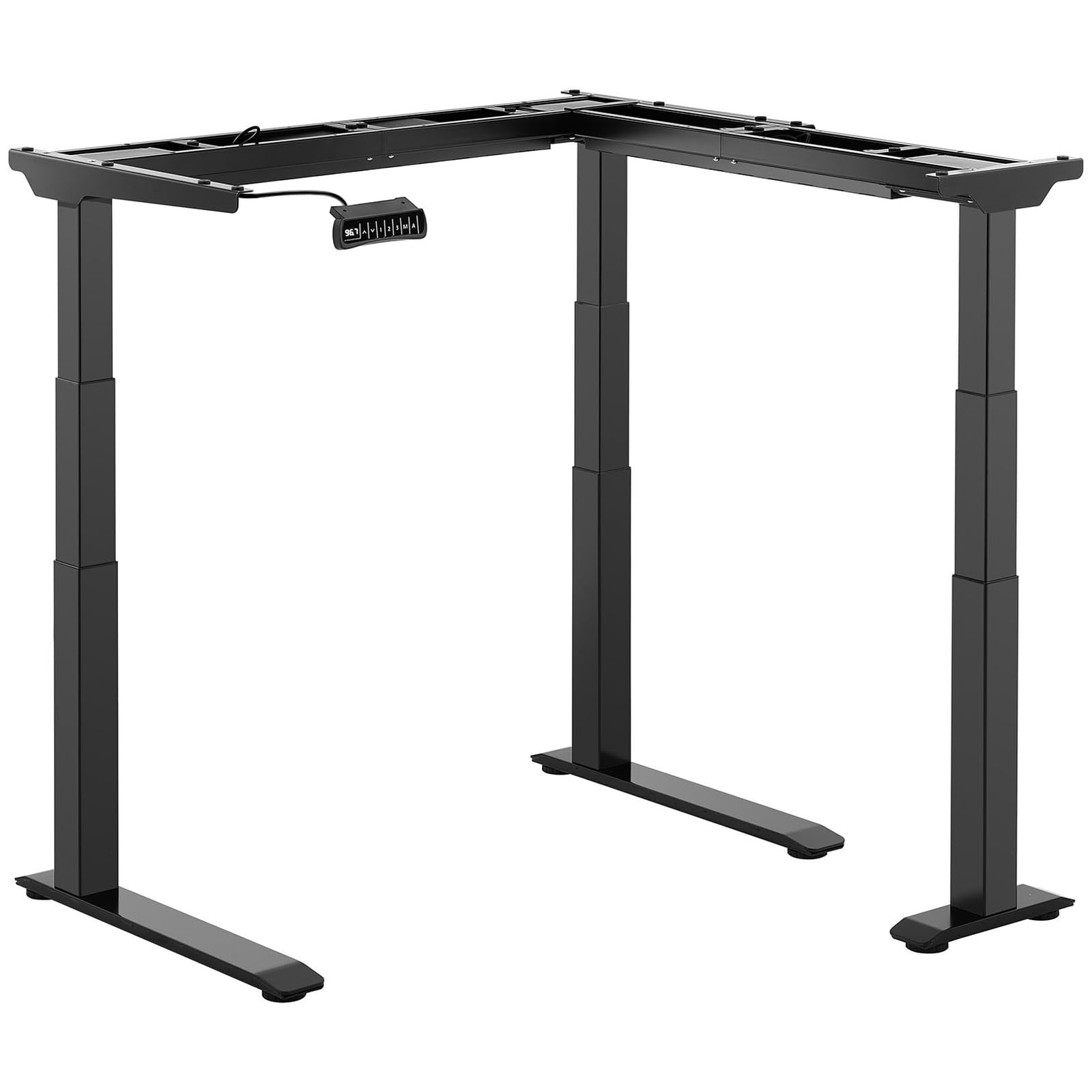 Fromm & Starck Höhenverstellbares Eckschreibtischgestell 60 - 125 cm einstellbare Breiten: 110 - 190 cm (L) / 90 - 150 cm (R) 150 kg 3 Motoren 450 W Memory-Funktion Schwarz Ecktischgestell