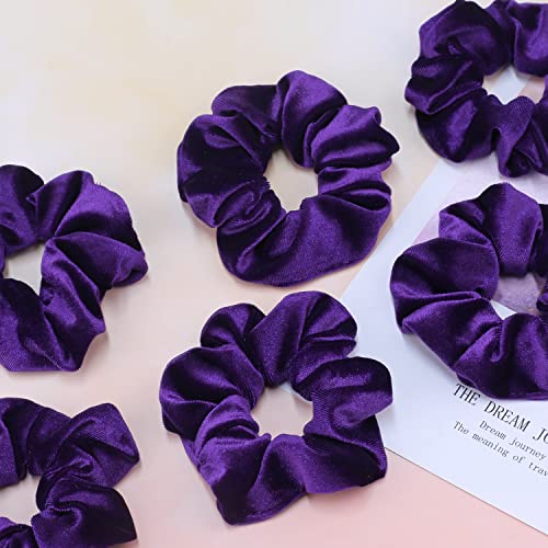 VENUSTE Purple Scrunchies, Premium Velvet Scrunchy for Hair Solid Colors Thick Hair Bands - Image 3