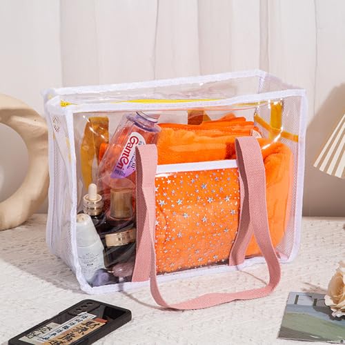 Clear Beach Tote Bag Large Water Prevent PVC Shoulder Bag for Women, Stadium Approved, Suitable for Pool, Concerts, Travel, and Shopping, Lightweight Design2