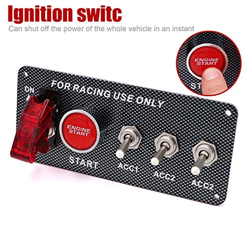 Fuzbaxy 12V Ignition Switch Panel 5 In 1 Racing Car Engine Start Push Button Led Toggle For Racing Car Truck #TOP3