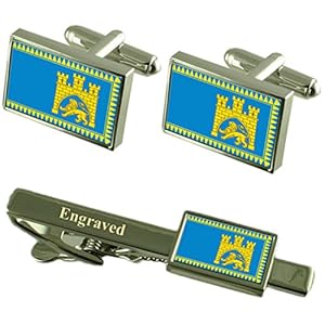 Lviv City Oekraïne vlag manchetknopen gegraveerd stropdas clip set