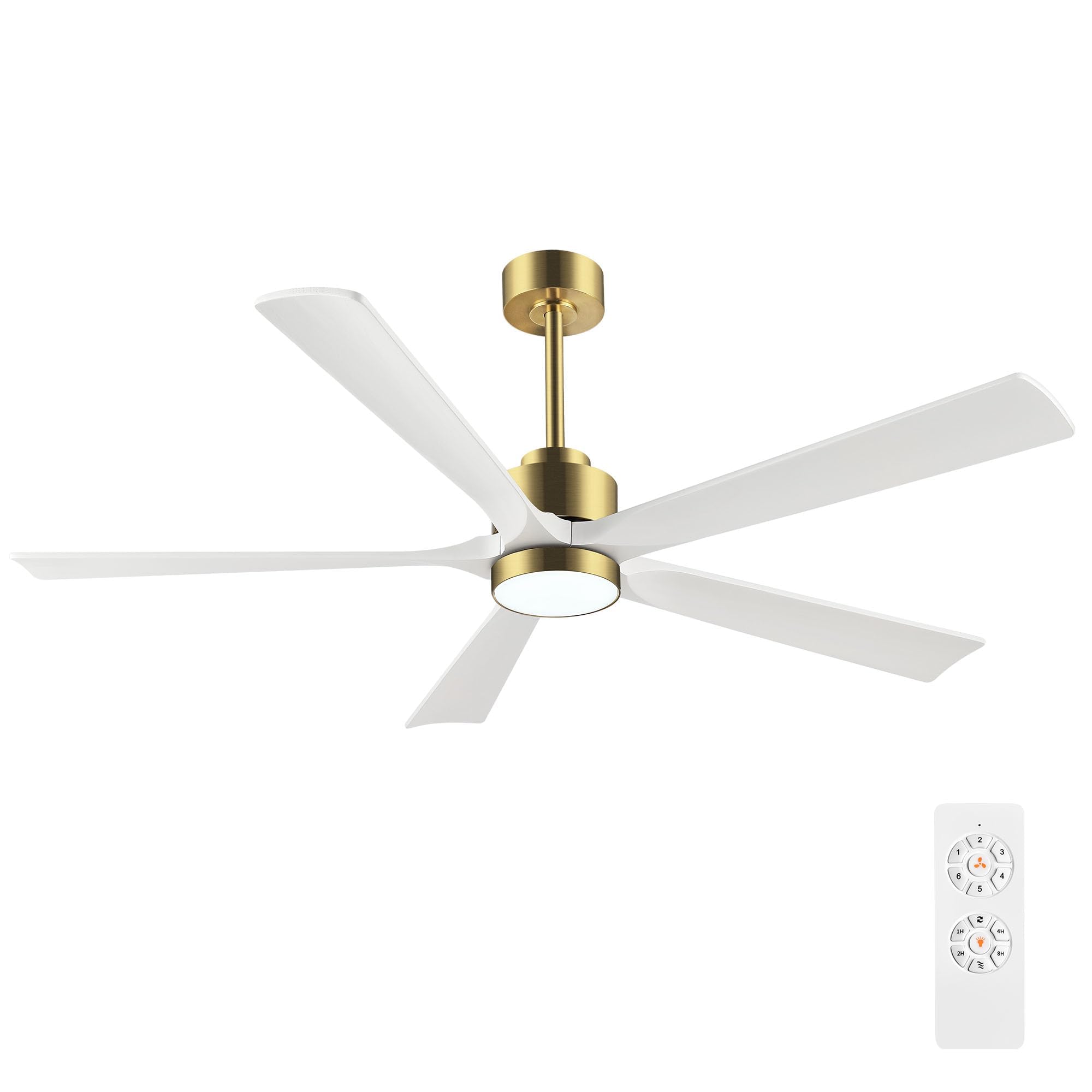 ELEHINSER 52" Modern Ceiling Fan with Lights and Remote Control, 5 Solid Wood Blades 6-Speed Noiseless Reversible DC Motor, Ceiling Fan for Bedroom