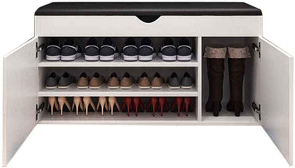 GRDDBZA Shoe Storage Bench with Cushion for Entryway, Storage Benches Shoe Storage Bench with Cushion Coat and Shoe Storage White Shoe Storage Bench Entryway Bench with Shoe Rack Entryway(White)