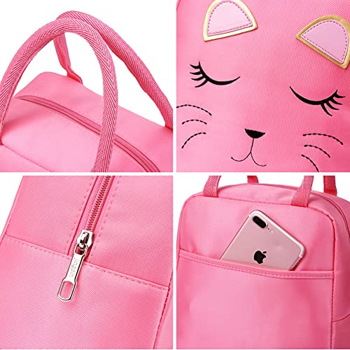 Small Insulated Cat Face Lunch Bag for Kids Girls Pink Lunch Box for School Picnic, Cat Pink - Image 4