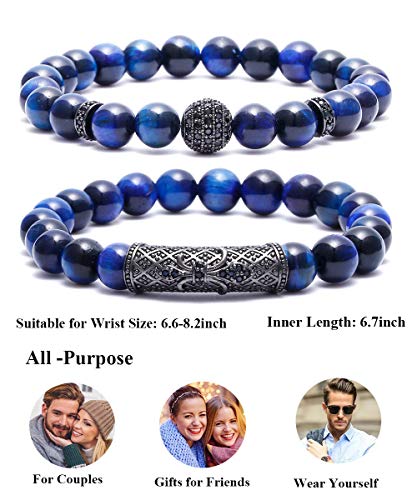 Bomail 8Mm Tiger Eye Stone Beads Bracelet Elastic Natural Stone Yoga Bracelet For Women Men #TOP5