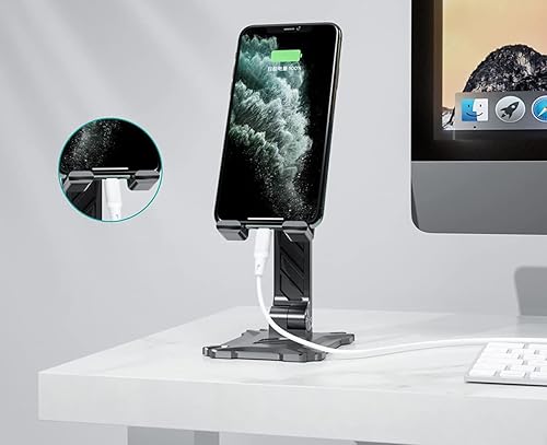 Miniatura 7 de Soporte de teléfono para escritorio. Soporte plegable para teléfono móvil de escritorio con ángulo ajustable en altura, soporte portátil para