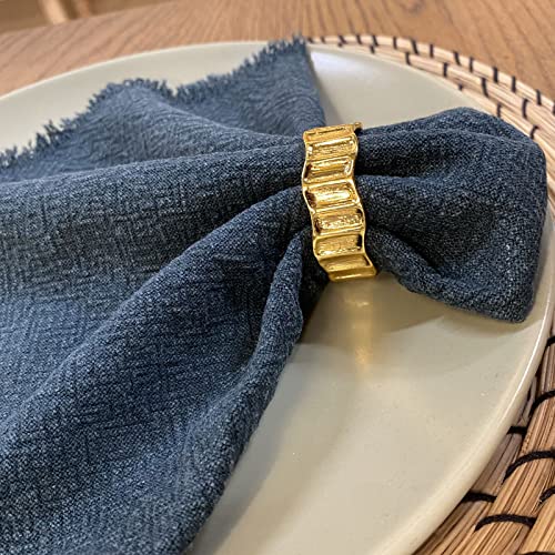 Kintyno Gold Napkin Rings Set Of 12, Irregular Round Napkin Holder For Wedding,Party, Thanksgiving, Christmas, Birthday, Daily Table Decoration #TOP3