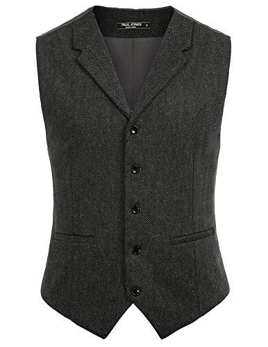 Gilet élégant Homme Gilet Costume Homme Aesido - Tweed Laine Chevrons Pour Mariage Et Business Style Vintage Homme