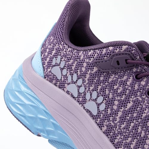 Purple Paw Print Cushioned and Supportive Walking Shoes with Bungee Laces Shock Absorbing Sole for Women4