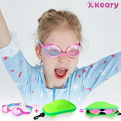 Image of Keary Kids Swim Goggles for Toddler Children Girls Boys Youth, Anti-Fog Waterproof UV Protection Clear Vision