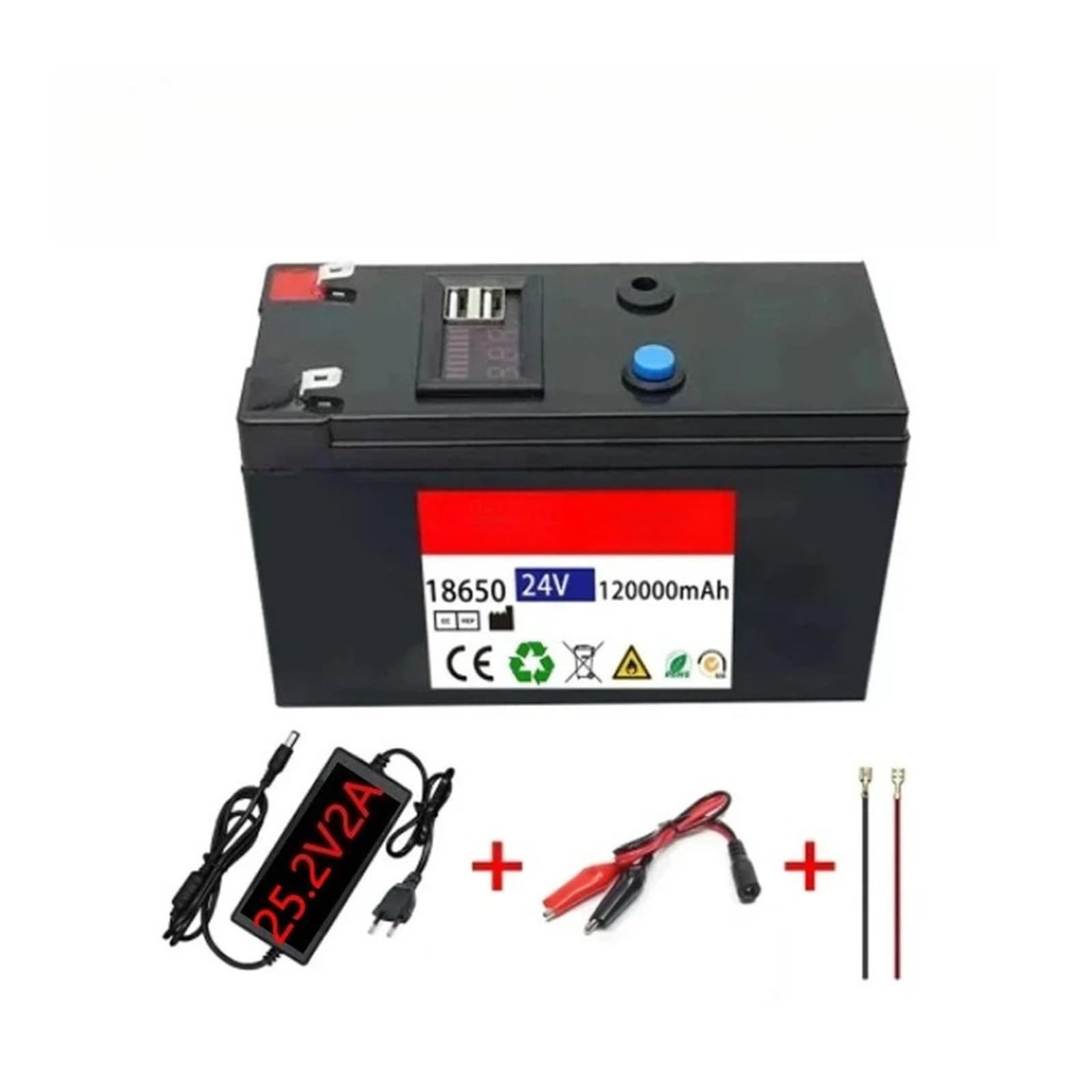 Batteria A Ciclo Profondo Batteria Di Riserva Al Litio Da 24 V 120 Ah | Alimentatore Alimentatore da esterno con interfaccia USB Display di alimentazione