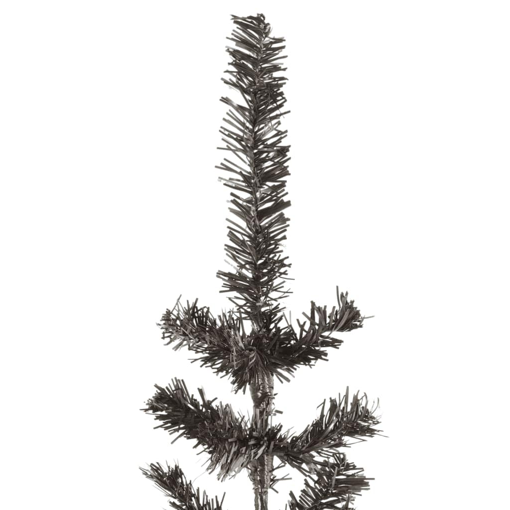Árbol de Navidad artificial negro de 210 cm, delgado, de PVC, con 435 puntas de abeto y soporte de acero, diseño moderno, robusto y duradero, para salón, pasillo y oficina