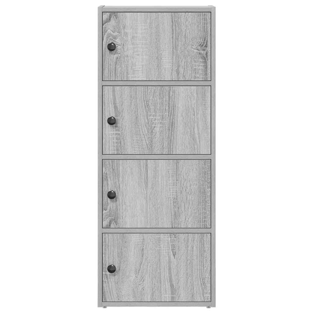 Librería estrecha alta gris Sonoma 40x24x102 cm madera con puerta para organizar libros en sala de estar
