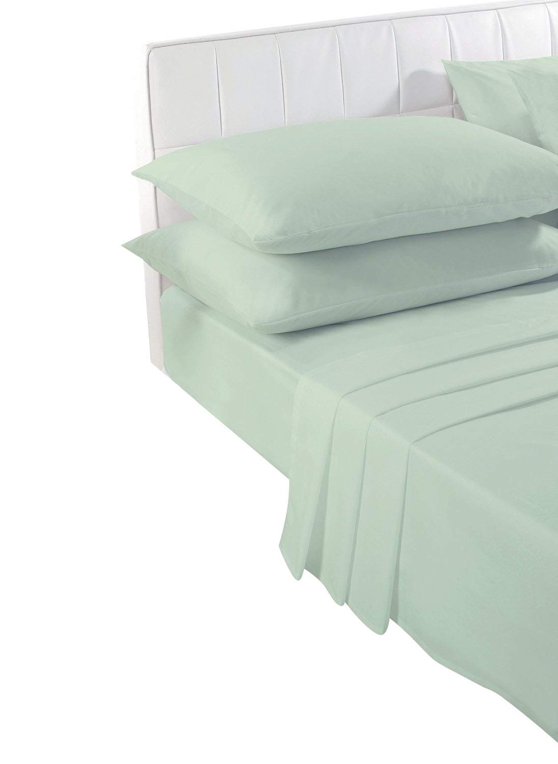 Voice7 Duck Egg Fitted Sheet 40 cm + 2 Pillowcases [3 Piece Set] Extra Deep Fitted Bed Sheets For Thick Mattress Percale Poly Cotton (Duck Egg, Double 137 x 190 + 40 cm)