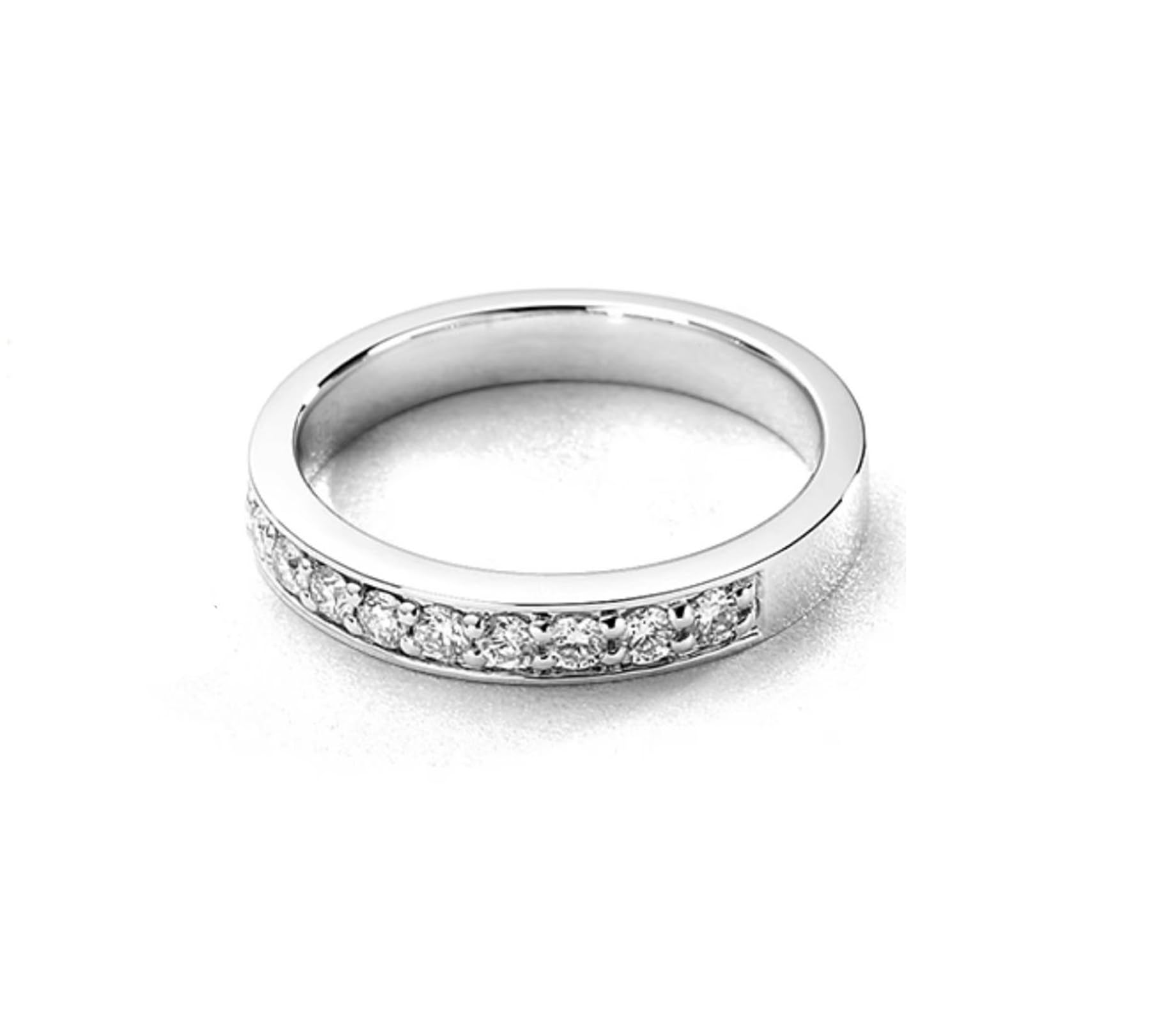 Anillos de compromiso de oro blanco, alianzas de oro real con diamantes de 0,25 quilates, anillos de media eternidad, anillos de boda para mujer