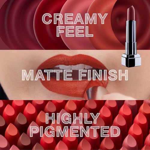 Image of Maybelline New York Matte Lipstick, Intense Colour, Keeps Lips Moisturised,609 Dynamite Red, Color Sensational Creamy Matte Lipstick, 3.9g