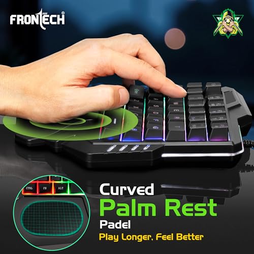 Image of FRONTECH KB-0008P Dragon Fox Rainbow Backlit Gaming Keyboard | 35 Anti-Ghosting & Mechanical Keys | USB Wired Compact Keyboard for PC & Laptop | Windows Compatible | Plug & Play