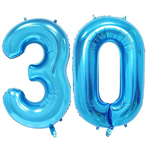 Tellpet Blue Number 30 Balloon,40 Inch