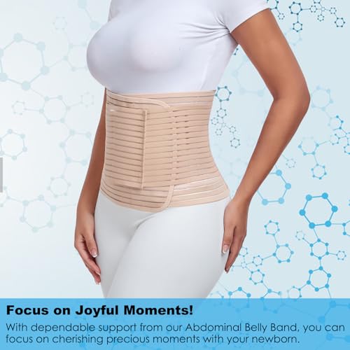 Postpartum & Post Surgery Abdominal Binder. Postpartum Belly Band Support Recovery after C-Section, Natural Birth, Hysterectomy, Hernia Belt (Beige,M)3