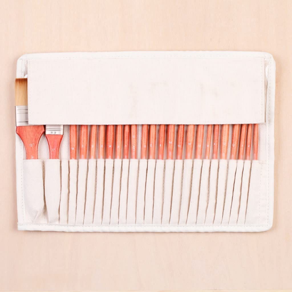 24PCS Art Set Acuarela Pinceles Artísticos con Estuche para lápices para acrílico y Dibujo de Pintura al óleo Decorate