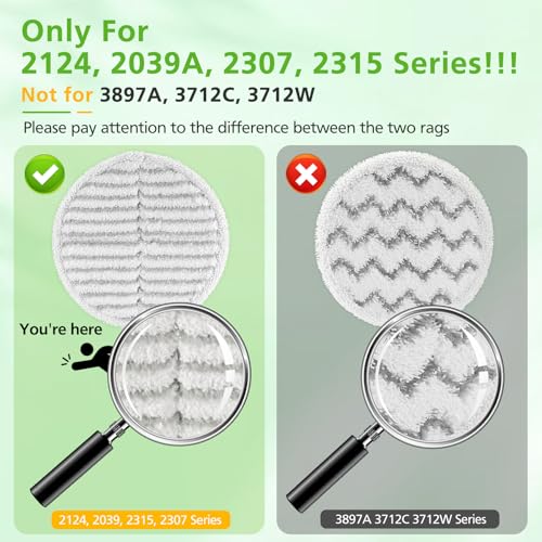 Image of 8 Pack Mop Pads Replacement Compatible with Bissell Spinwave 2124, 2039A, 2307, 23157, 23159, 20393, 20399 Hard Floor Spin Mop, 2 Soft Pads, 4 Scrubby Pads, 2 Heavy Scrub Pads