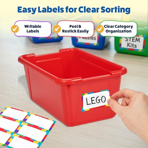 Image of GAMENOTE 6 Quart Plastic Storage Bins Without Lids, 6 Pack, Colorful | Stackable 6-quart bins with lids organize classroom supplies, crafts, toys and building blocks for Classroom & Kids Toy