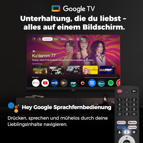 FPD Smart TV 32 Zoll (81 cm) Fernseher mit Google TV, Sprachsteuerung, kompatibel mit Google Assistant, 720p HD, HDR 10 & Dolby Audio… – Ansicht 2